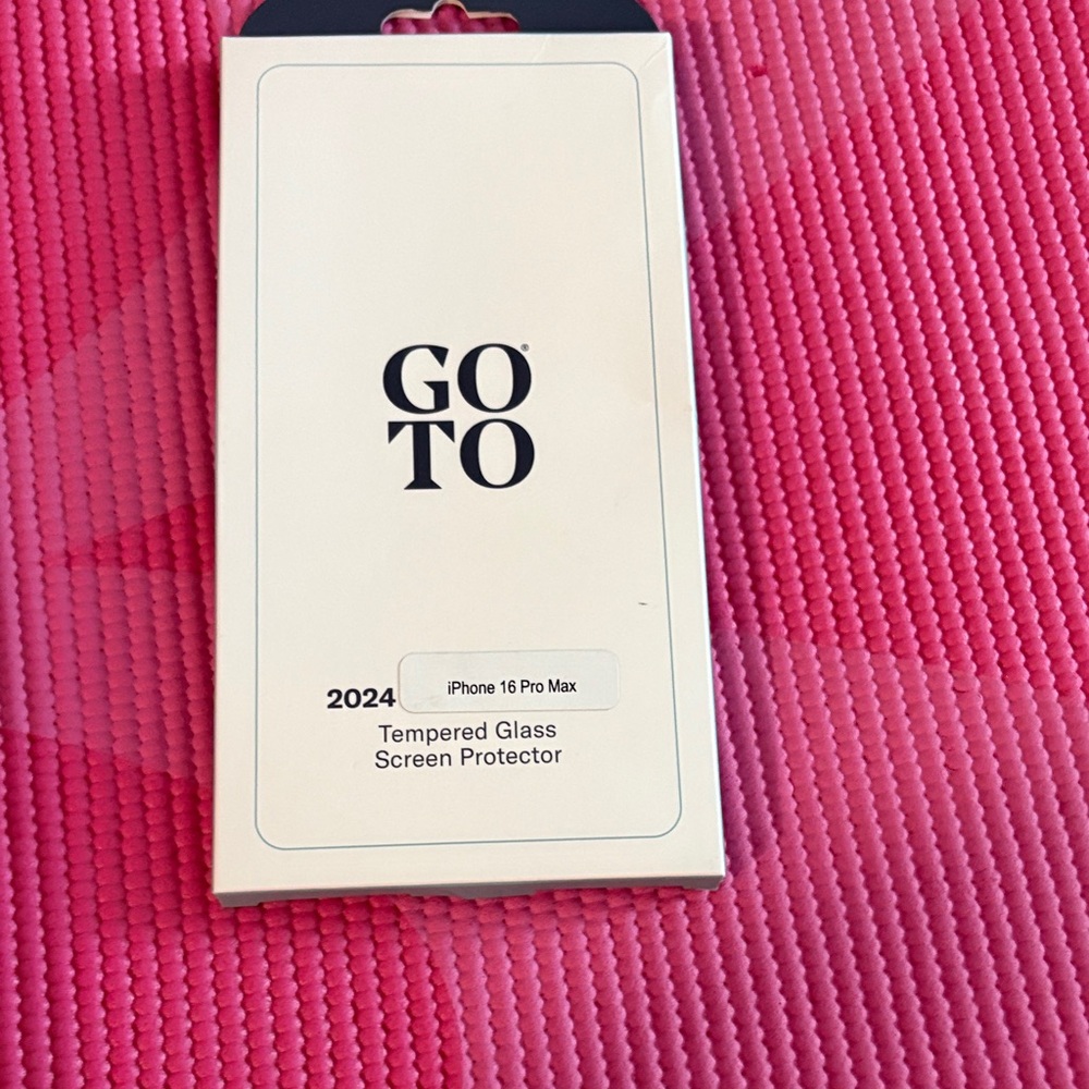 Go-To Tempered Glass Screen Protector with Black and Cream Packaging